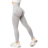 Bellivalini Sportleggings Dames High Waist Billen Push Up Gym Fitness BLV50-255 (Grijs Melange, XXL)