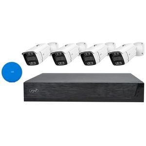 PNI House IPMAX POE 3 videobewakingskitpakket, NVR met 4 POE-poorten en 4 3MP IP-camera's, POE + Gift Sticky Pad Blue