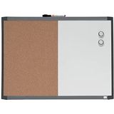 Nobo Klein Combibord met Magnetisch Whiteboard en Kurk Prikbord, Frame met 2 Verschillende Kleuren, Droog Uitwisbaar, Aan de Muur te Bevestigen, Geïntegreerde Markerclip, 585 x 430 Millimeter, 1903784