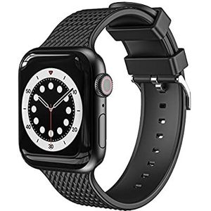 Compatibel met Apple Watch armband 42 mm, 44 mm, 45 mm, reservearmband van siliconen, sport, zacht, compatibel met iWatch Series 7 SE 6 5 4 3 2 1 vrouwen mannen (42/44/45 mm, zwart), Eén maat