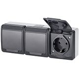 Elektro-Plast - SOCKET 0326-07 - Wandcontactdoos - Antraciet - IP44