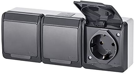 Elektro-Plast - SOCKET 0326-07 - Wandcontactdoos - Antraciet - IP44