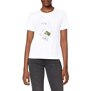 NA-KD T-shirt met print voor dames, Kleur: wit, L