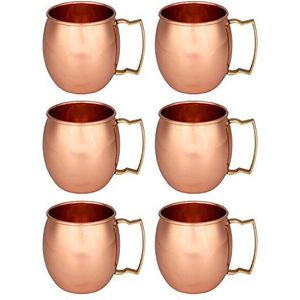 Zap Impex ® Koperen Moscow Mule Handgemaakte Pure Koper Plain Moscow Mule Mok Set van 6