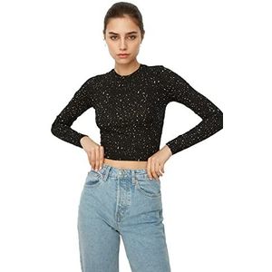 Trendyol Dames Zwarte Crop Gebreide Blouse, XS