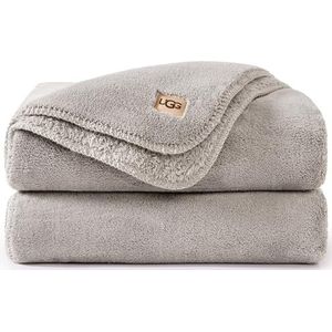 UGG Whitecap Plush Throw Blanket Fleece Lightweight Soft Throw for Couch or Bed Luxury Home Decor for Living Room Washable Hypoallergenic Blankets for Dorm Decor, 50-inch x 70-inch, Light Grey Seal