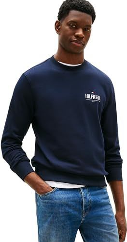 Tommy Hilfiger Heren HILFIGER STACKED SWEATSHIRTS MW0MW39376 Pullover Sweatshirt, Blauw (Desert Sky), XS, Blauw (Woestijnhemel), XS