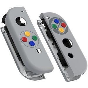 eXtremeRate Cover Grip Behuizing Joycon Controller met Knoppen Kit, DIY Vervangende Shell Case voor Nintendo Switch&Switch OLED Joycon(Geen Joycon)-SFC SNES Klassieke EU Stijl