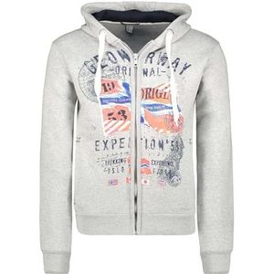 Geographical Norway Gitchen Heren Kangoeroezak Hoodie Sweatshirt Logo Pullover Hood Hoody Warm Lange Mouwen - Heren Lente Zomer Herfst Winter (Lichtgrijs_M), zilver., M