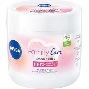 NIVEA Crème Family Care (450 ml), vochtinbrengende crème met 100% natuurlijke amandelolie en huidvriendelijk pH-systeem, lichte huidcrème voor 24 uur vochtbescherming