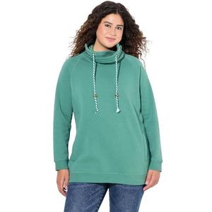 Ulla Popken Grote maten grote maten plus size sweatshirt, brede opstaande kraag, zakken, raglan-lange mouwen, groen, 54-56