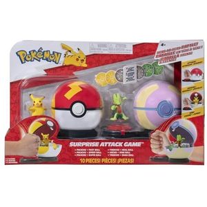 Bandai - Pokémon - Poké Ball Surprise Attack Pikachu vs Arcko - Vechtspel - 2 Poké ballen met hun Pokémon en 6 aanvalsschijven - JW3165