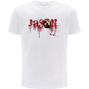 ERT GROUP Origineel en officieel gelicentieerd horror-T-shirt voor heren, wit, vrijdag The 13th 002, dubbelzijdige print, maat XL, Vrijdag The 13th 002 White 2, XL