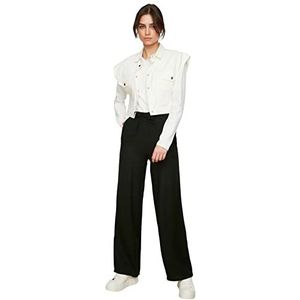 Trendyol Vrouwen ontwerpen hoge taille wijde pijpen bescheiden broek, Zwart, 66