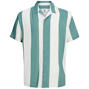 JACK & JONES Heren JCOCHAIN Reggie Stripe Resort Shirt SS Shirt, Wit/Stripes: Strepen, L, Wit/Stripes:stripes, L