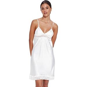 TRENDYOL Dames Women Line Woven Nightgown Homewear Mini A-lijn Regular Fit geweven nachthemd, wit, 62