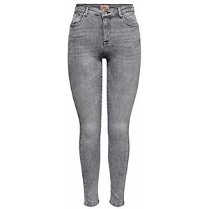 ONLY OnlPower Life Skinny Fit Jeans voor dames, halfhoog model, Grey denim, M