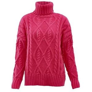 sookie Dames coltrui, trendy gestructureerde pullover polyester fuchsia maat M/L, fuchsia, M