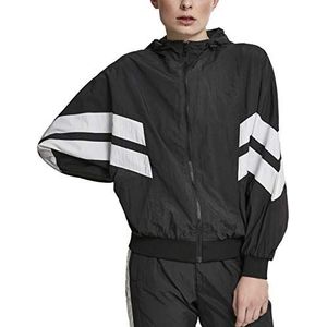 Urban Classics Damesjas Dames Crinkle Batwing Track Jacket, trainingsjack voor vrouwen met vleermuismouwen, verkrijgbaar in vele kleuren, maten XS - 5XL, zwart/wit, XS