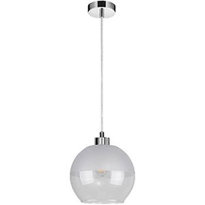 Homemania HOMBR_0030 Hanglamp, glas, plafondlamp, metaal, grijs/wit, 20 x 20 x 110 cm