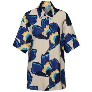 Seidensticker Hemdblouse voor dames, modieuze blouse, regular fit, hemdblousekraag, korte mouwen, 100% linnen, inktblauw, 34