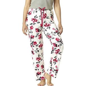 HUE Dames Printed Knit Long Pajama Slaapbroek (Temp Tech) Pyjamabroek, crèmewit – rozenmod, L