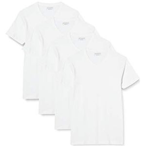 Athena - Set van 4 Ecopack heren tanktops met V-hals - 100% katoen - Oeko-Tex® Standard 100 label - Naadloze onderhemden aan de zijkant, korte mouwen, wit/wit, L