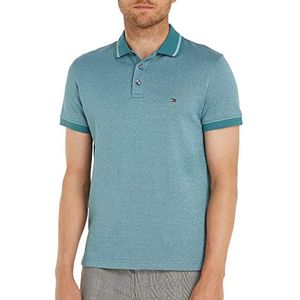 Tommy Hilfiger Pretwist Mouline Tipped Polo voor heren, S/S, Frosted Groen/Wit, S