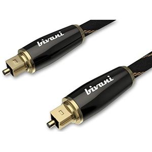 bivani Premium 2 meter Toslink glasvezel kabel - S/PDIF HQ lichtgolfgeleider - optische digitale audiokabel - lichtgeleiderkabel, vergulde stekker, zinklegering, nylonweefsel - Elite Series - 2M