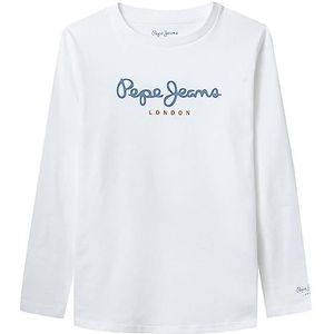 Pepe Jeans Nieuw Herman N T-shirt voor jongens, Wit, 12 Jaren