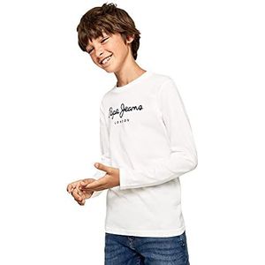 Pepe Jeans Nieuw Herman N T-shirt voor jongens, Wit, 4 Jaren