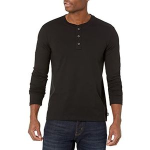 Lee Henley-shirt voor heren, lange mouwen, zacht, gewassen katoen, zwart, S