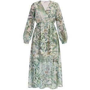 NALLY Maxi-jurk met lange mouwen voor dames, Jungle-print, XXL