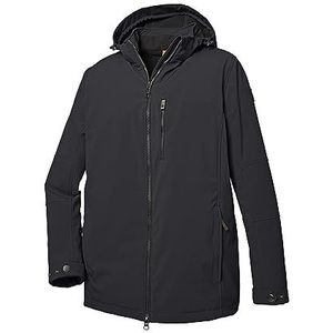 STOY Heren softshell jas/outdoorjas met afritsbare capuchon - grote maten STW 17 MN SFTSHLL JCKT, zwart-blauw, 4XL, 39808-000