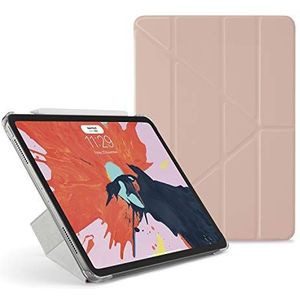 Pipetto Premium Origami Smart Case Shell Cover Apple Pencil Gen 2 Sync en betaalbaar voor iPad Pro 11 (2018) Model 5 in 1 vouwen posities Auto Sleep Wake-functie - Stofroze & Transparant