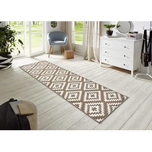 HANSE Home Tapijtloper Nordic 80x500 cm, laagpolig tapijt, zacht, laagpolig tapijt, modern, ruitdesign, loper voor gang, slaapkamer, kinderkamer, badkamer, woonkamer, keuken, decoratie-koper - taupe