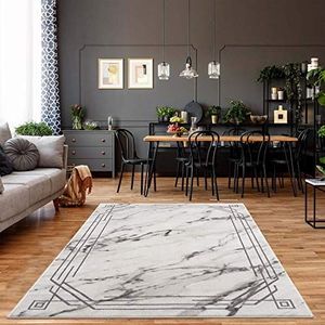 carpet city Tapijt woonkamer - rand 80x150 cm grijs gemêleerd - moderne tapijten laagpolig
