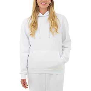 M17 Gerecyclede hoodie voor dames, zacht, gezellig sweatshirt met capuchon en lange mouwen en zak, Wit, M