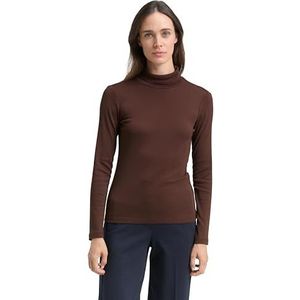 TOM TAILOR T-shirt met lange mouwen voor dames, 27506 - Dark Pecan Brown, XL
