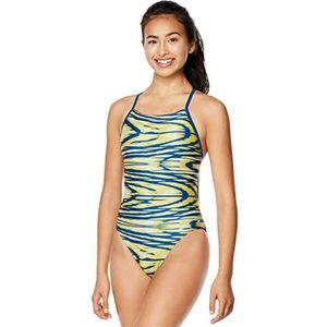 Speedo Women's Swimsuit One Piece ProLT Cross Back Printed Adult Team Colors, Wave Sapphire/Gold, 26