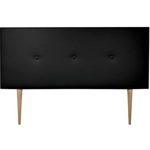 DUÉRMETE ONLINE Hoofdbord Milaan, gevoerd, hoogwaardig kunstleer, hout, zwart, 160 x 60 cm, met poten (bed 150)