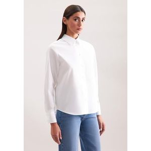 Seidensticker - Damesblouse - Wit - Regular Fit - 100% Katoen - Lange Mouwen