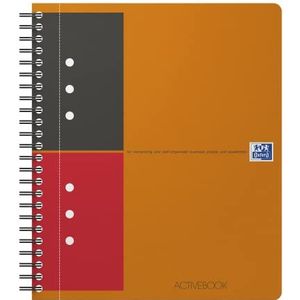 Oxford International A5+ Poly Cover Activebook Smalle gelijnd met marge en geperforeerd notitieboek inclusief herpositioneerbare verdeler, 80 pagina's, 1 notitieboek, 100104067, oranje/zwart/rood
