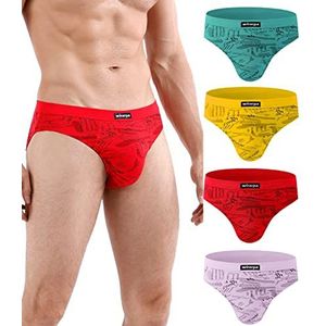 wirarpa Herenondergoed modal-microvezel slip zonder gulp, met tailleband, zijdezachte onderbroek, 4 stuks, S