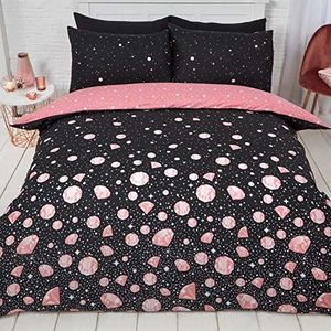 Dreamscene Glam Beddengoedset, kingsize, Black Blush Rose Gold Sparkle