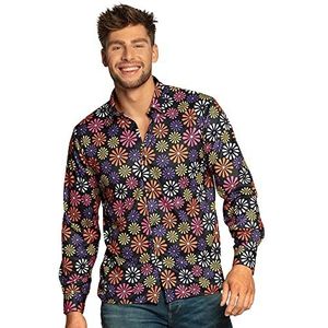Boland - Shirt Flower Power, voor heren, shirt, top, voor volwassenen, bloemen shirt, Hawaiian shirt, hippie, jaren 70, themafeest, carnaval, Schlermove, verkleedkleding, kostuum