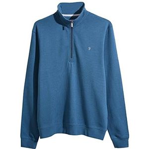 Farah - Heren Sweater, Aintree Quarter Zip Sweater, lange mouwen, mock hals, biologisch katoen, moderne pasvorm, echt groenblauw, XL, Echt Teal, XL