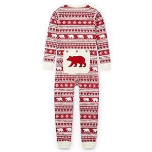 Hatley Unisex Fair Isle Bear & Moose Family Union Suits romperpak voor kinderen, Rood (Kid's Union Suit - Bear Fair Isle 600), 3XL (Fabrikant maat:14 Jaar)