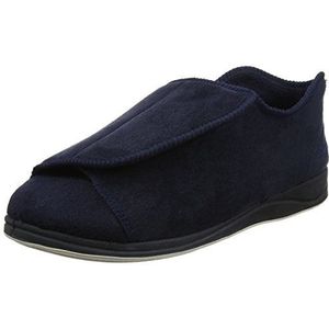 Padders Plus Peter Extra Wide Fitting Heren Memory Foam Slippers, marineblauw, 42 EU