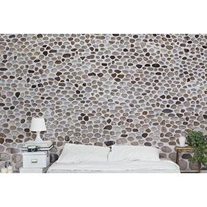 Apalis stenen wand, vliesbehang Andalusische stenen muur, fotobehang breed 255 x 384 cm grijs